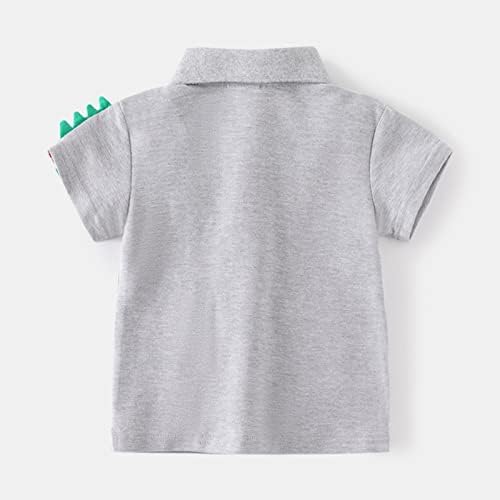 Dječja majica TODDLER crtani otisci kratkih rukava dinosaur gumb Shacket Boys Girls Majica vrhova odjeća Baby Boy