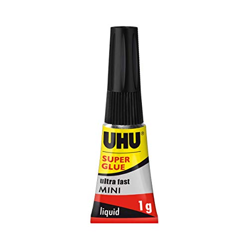 UHU Sekundenkleber Blitzschnell Minis, Extrem Starker, Flüssiger Sekundenkleber - 3 Minis u Einer Praktischen Aufbewahrungsbox, Optimale Qualität bei Jeder Anwendung, 3 x 1 g