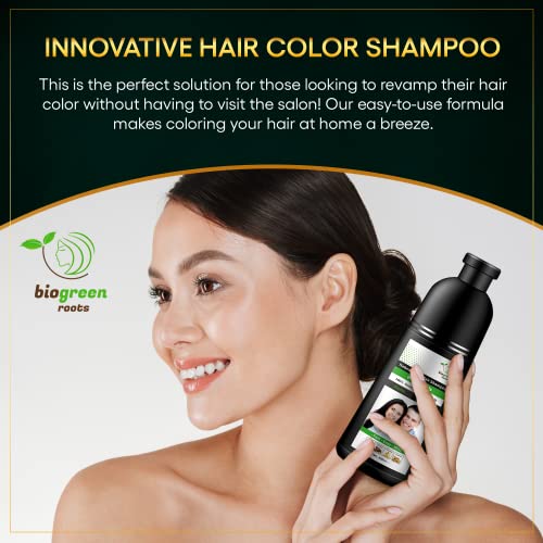 BIOGREEN ROOTS 400 ml prirodna crna boja kose Šampon sa Herbals + 200 ml tretman kose-Crni šampon za sijedu kosu-pokriva sijedu kosu