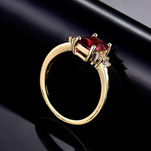 Aura JewelryPerfect 24k žuto zlato punjeno crveni Ruby dragi kamen obećava dijamantske prstenove Sz5-9