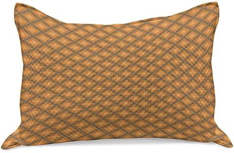 AMBESONNE ABSTRACT Pleteni jastuk za prekrivač, moderni kvadrati u retro tonovima Ruffled ivice ritmički geometrijski uzorak, standardni