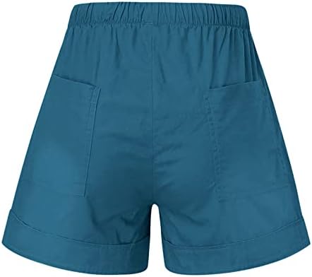 Neferlife kratke hlače za ženske ležerne ljetne kratke hlače Čvrsto labave udobne vučne šarene hlače visoke struke hlače sa džepovima