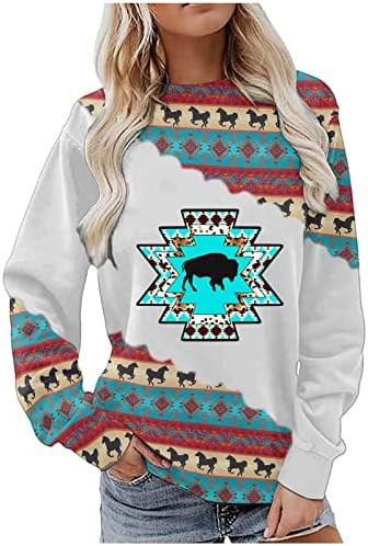 Ženske Majice Zapadnog Etničkog Stila Životinjski Štampani Dugi Rukavi Duksevi Crew Neck Pulover Džemper Bluza Top