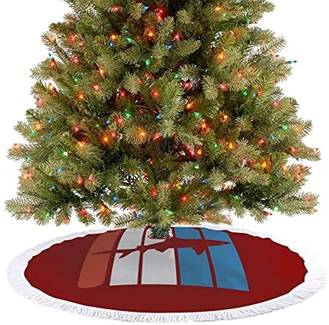 Retro morskog božićnog stabla mat suknja Osnovni poklopac s resilicama za odmor za odmor Xmas Dekoracija 48 x48