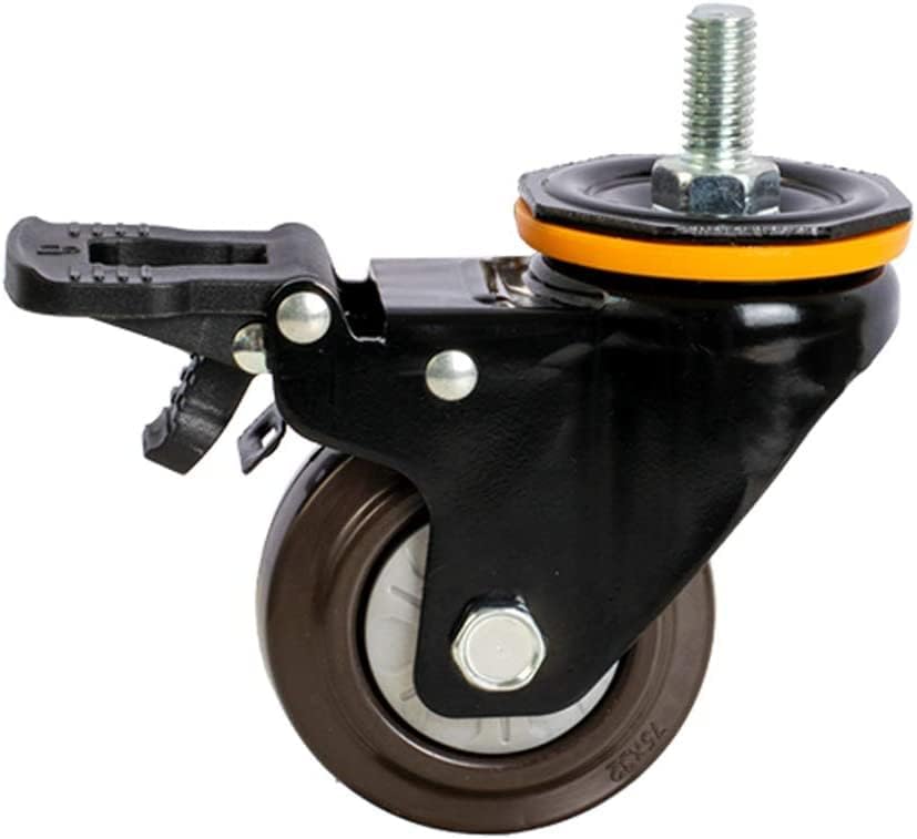 Kotači kotača 4 x Thread M12 gumeni kotači, 3 inča 75mm 4inch 100mm sa okretnim kočnicom Univerzalni tihi kotačići, kolica za nameštaj