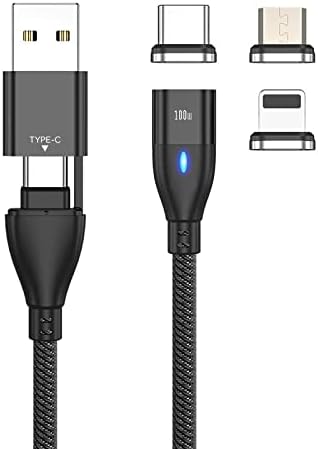 Boxwave Cable kompatibilan s časti V8 - Magnetosnap PD allquager kabel, magnet PD 100W kabel za punjenje USB tip-c Micro USB za čast v8 - jet crna