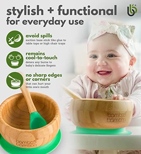 Bamboo bamboo ® usisna posuda za bebe-Bamboo Baby Bowl I set kašika sa uklonjivom silikonskom usisnom čašom za djecu | 11,8 oz | netoksično
