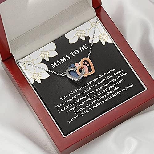 Kartica za rezervaciju ogrlica za međusobna srca, nova mama, smiješno prva vremena za poklon, poklon nakit, poklon za novu mamu ogrlicu,