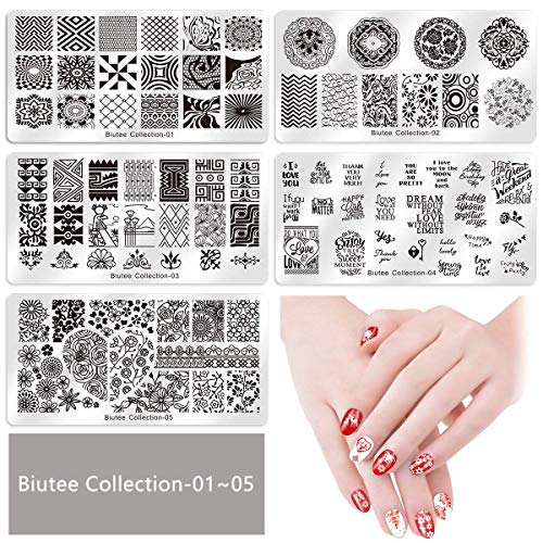 Biutee Nail Art komplet ploča za štancanje Jelly Silikonski amortizer dizajn noktiju šablone štampač strugač torba za odlaganje Set