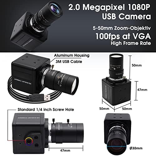 SVPRO Full HD USB kamera 1080p sa objektivom za zumiranje od 5-50 mm,10x optički zum USB web kamera ručni fokus sa CMOS OV2710 senzorom,