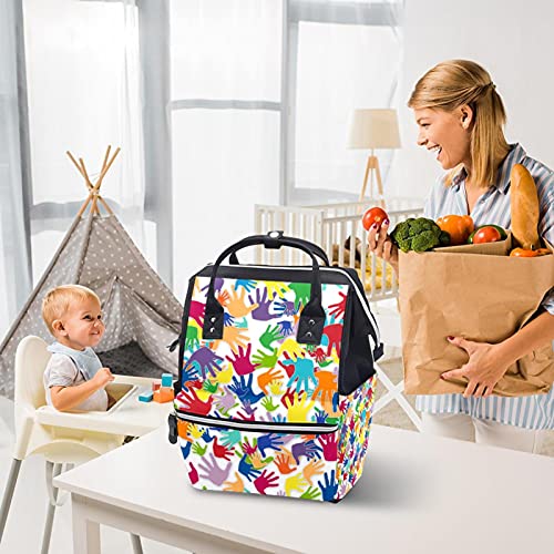 Šarene ručne nacrtane ruke pelene tote torbe mama ruksaka velikog kapaciteta pelenske torbe za staračku vrećicu za brigu o bebi