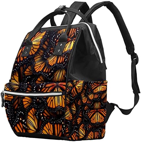 Guerotkr putni ruksak, torba za pelene, ruksačke vrećice pelena, apstraktni retro narančasti leptir Bešavan uzorak