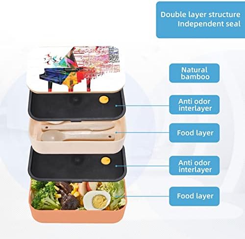 Šareno klavir tipkovnice za ručak Bento kutija sa nadograđenim podesivim remenom, neprekidan prehrambeni prehrambeni spremnik, BPA