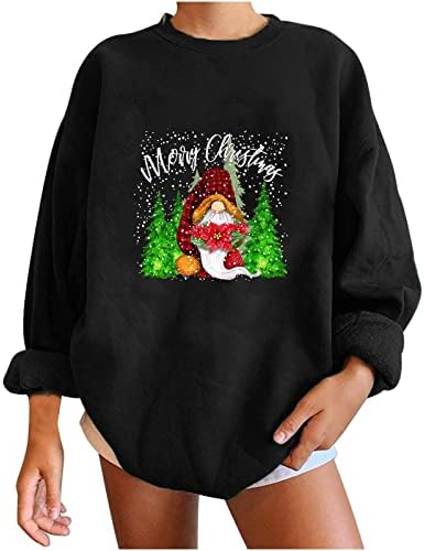Ženske prevelike ruke pulover Top veseli božićni prevelicirani pogranični dugi tunički dukserica Smiješna gnonies majica