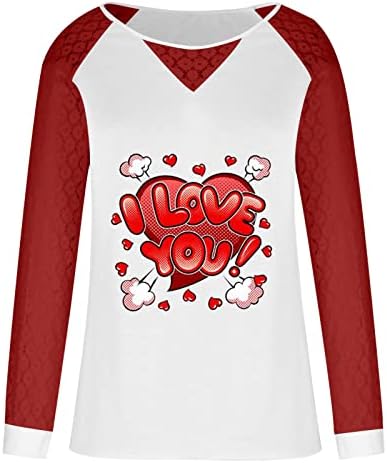 Love Graphic Tee majice za žene Dan zaljubljenih Dressy Fashion Cracy spajanje dugih rukava Top bluza