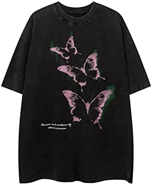 Vamtac ženski majica leptira kratki rukav vintage grafički prevelici Y2K estetski unisex casual ljetni vrh