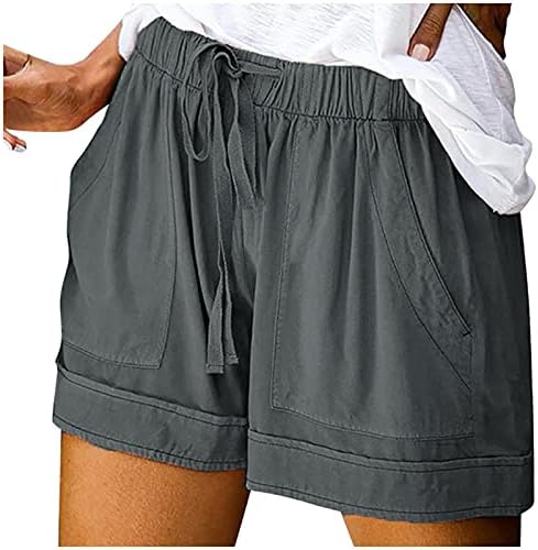 Lounge kratke hlače za žene Ležerne prilike za crtež elastične struke Ljetne kratke hlače Čvrsta boja Comfort Bermuda Cargo s džepovima