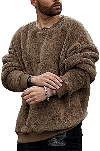 Muška fuzzy sherpa dugim rukavima, pulover s dugim rukavima, pulover za vrat, udoban osnovni uniseks Jesen zimski topline vrhovi