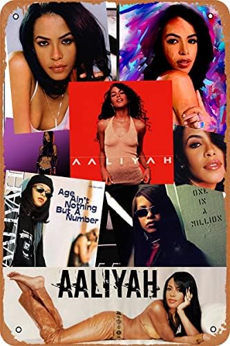 Aaliyah plaketa Poster metalni Limeni znak Vintage zidni dekor 8x12 inča