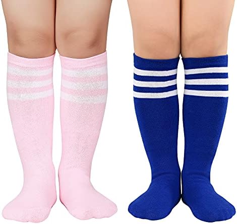 Američki trendovi Kids Soccer Socks Toddler Knee High Tube Čarape za dječake Djevojke School Striped Duge sportske atletske čarape