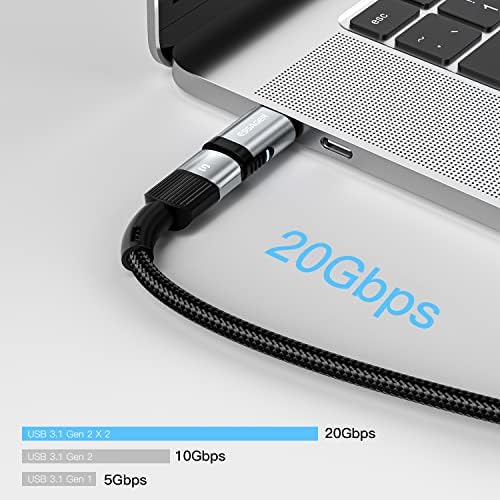 USB C magnetski adapter 24Pins 20Gbps, Essager Type C priključak Podrška PD 100W Brzi naboj, USB 3.1 Gen2x2 Prijenos podataka 4K @