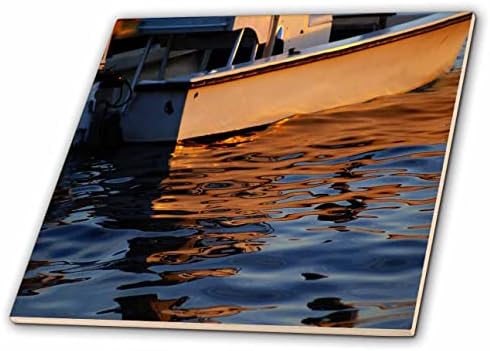 3drose Image of Reflections in Orange and Blue of Small Boat-Tiles