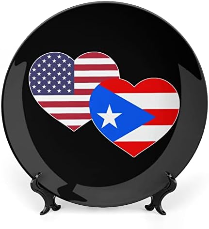 Američka puerto rico srce personalizirane kosti porculan prilagođenim keramičkim ukrasnim pločama Početna Okrugla ploča sa ekran štandom