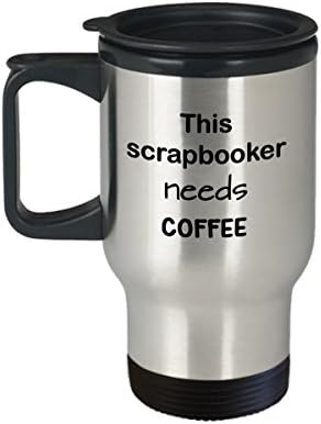 Scrapbooker Travel Gol, Ovaj Scrapbooker treba kafa, šalica od nehrđajućeg čelika od nehrđajućeg čelika sa poklopcem, poklon od nehrđajućeg kafa za scropbooker, izoliran, cijev