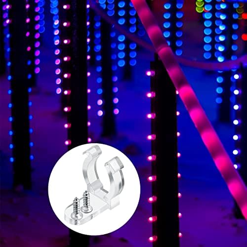Mudder 200 komada 1/2 inča LED uže svjetlo kopče držač sa 400 komada Vijci Clear PVC montažno uže svjetlo kopče za Božić viseći Vanjski zidni nosač LED svjetlo, porodične zabave svadbene ceremonije