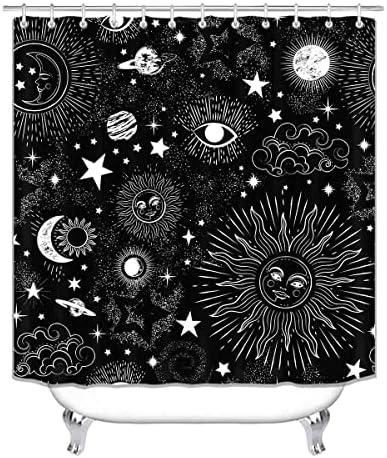 Camille & Andrew 4pcs Sun and Moon Set tuš, zvjezdani zvjezdani niz galaksijski prostor Mystic Boho zodijak nebeski u kupaonici, vodootporna