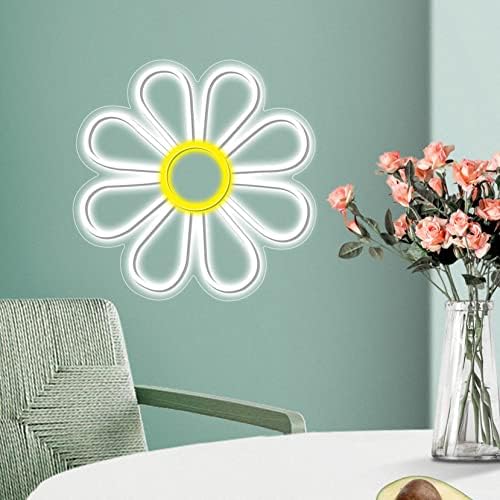 Hevmeveni Daisy Cvijeće Neon Sign sa akrilnim pločom Sunce Sunce Cvjetni znak Light Up Wall Stol Decor Rođendan poklon, 55 * 55cm