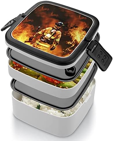 Vatrogasac u vatrogasnom ručku kutiju prijenosni dvoslojni bento kutija Veliki kapacitet za ručak kontejner za hranu sa kašikom