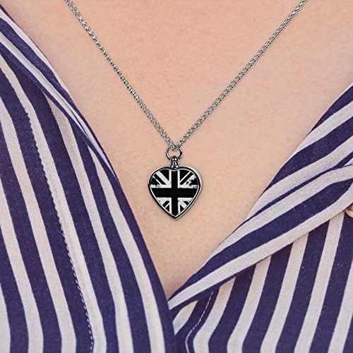 Bijela i crna britanska zastava Urn ogrlica srce Srebrno urn urn privjesak za čuvanje nakita za pepeo za kućne ljubimce sa kompletom