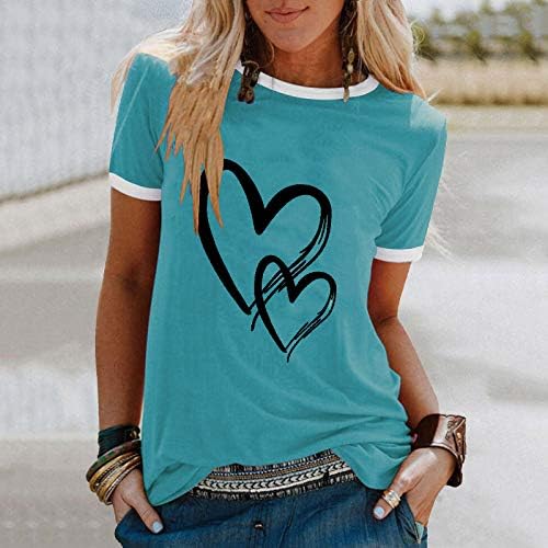 Neartime ženski Casual topovi, Moda Ljubav Srce kratki rukav T-shirt uzorak Print okrugli vrat labava bluza