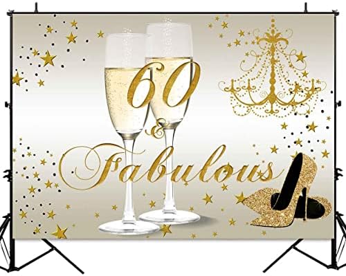 Sensfun sretan 60. rođendan pozadina za žene Glitter visoke potpetice šampanjac naočare fotografija pozadina zlato Fabulous šezdeset