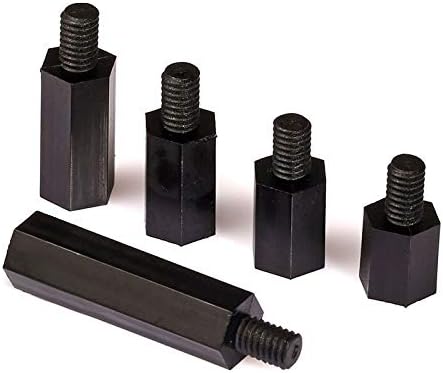 Vijak 100pccs m3 crni šesterokutni najlon odstojnica muški ženski plastični vijci za pcb stup m35 / 6/8/10/12/35/20/25/30 / 35mm -