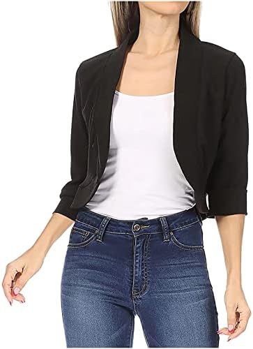 Ženska 3/4 rukava Blazer Open Front Cardigan jakna Radni ured Blazers Jakna Čvrsta lagana odjeća Vrhovi