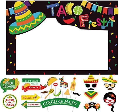 SWYOUN Cinco de Mayo Taco Fiesta Photo Booth rekviziti Meksički potrepštine ukras sa papirnim okvirom