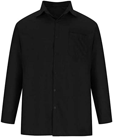 Muška bluza Tops čvrsti pamučni laneni džepni džep na reveru Dugi rukav Plus Veličina dnevne Casual Dress Shirts Cardigan